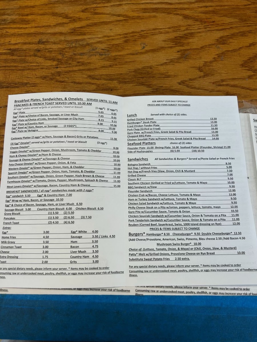 Castaway Grill Menu - Image 2